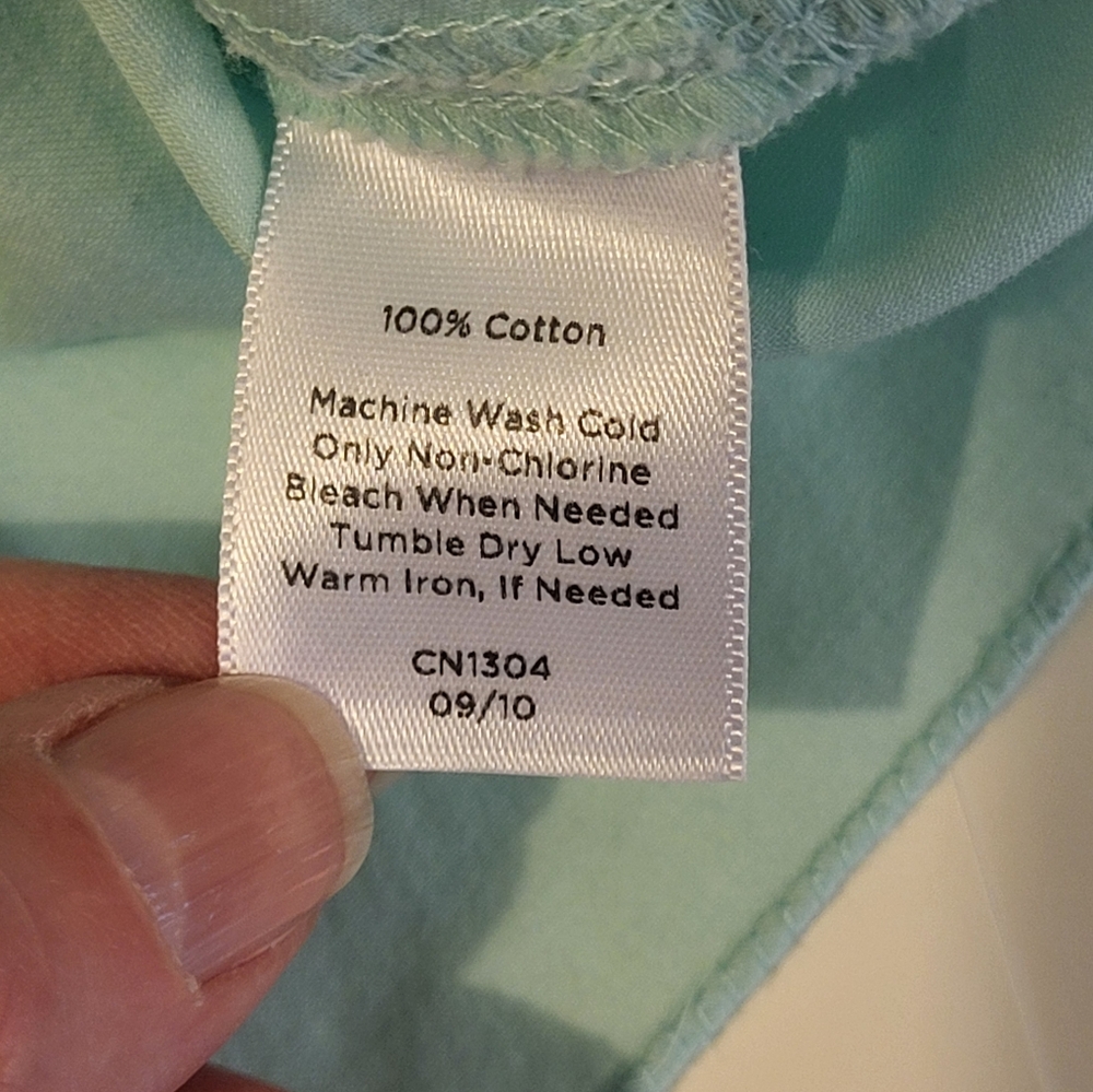 Talbots Mint Green Asymmetrical Ruffled Blouse In 100% Cotton Size 10 - Picture 6 of 9